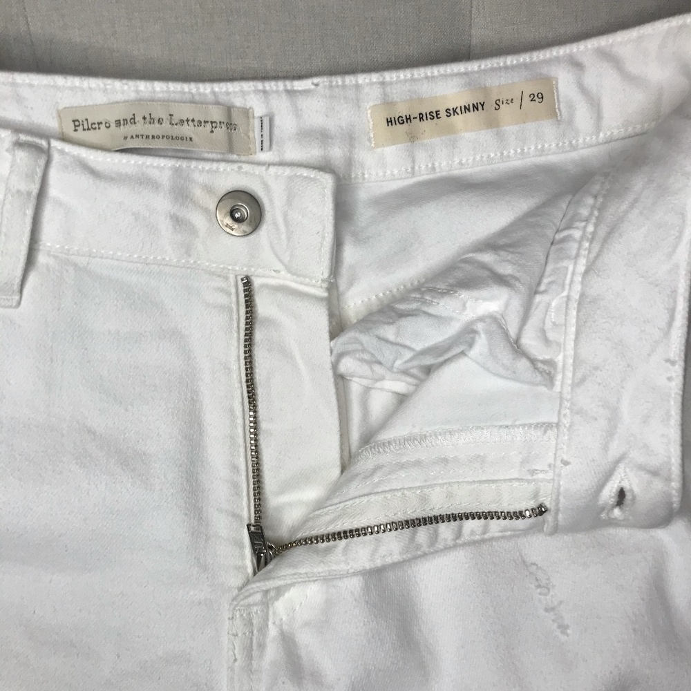 Anthropologie Pilcro and the Letterpress High Rise Skinny White Jeans 29